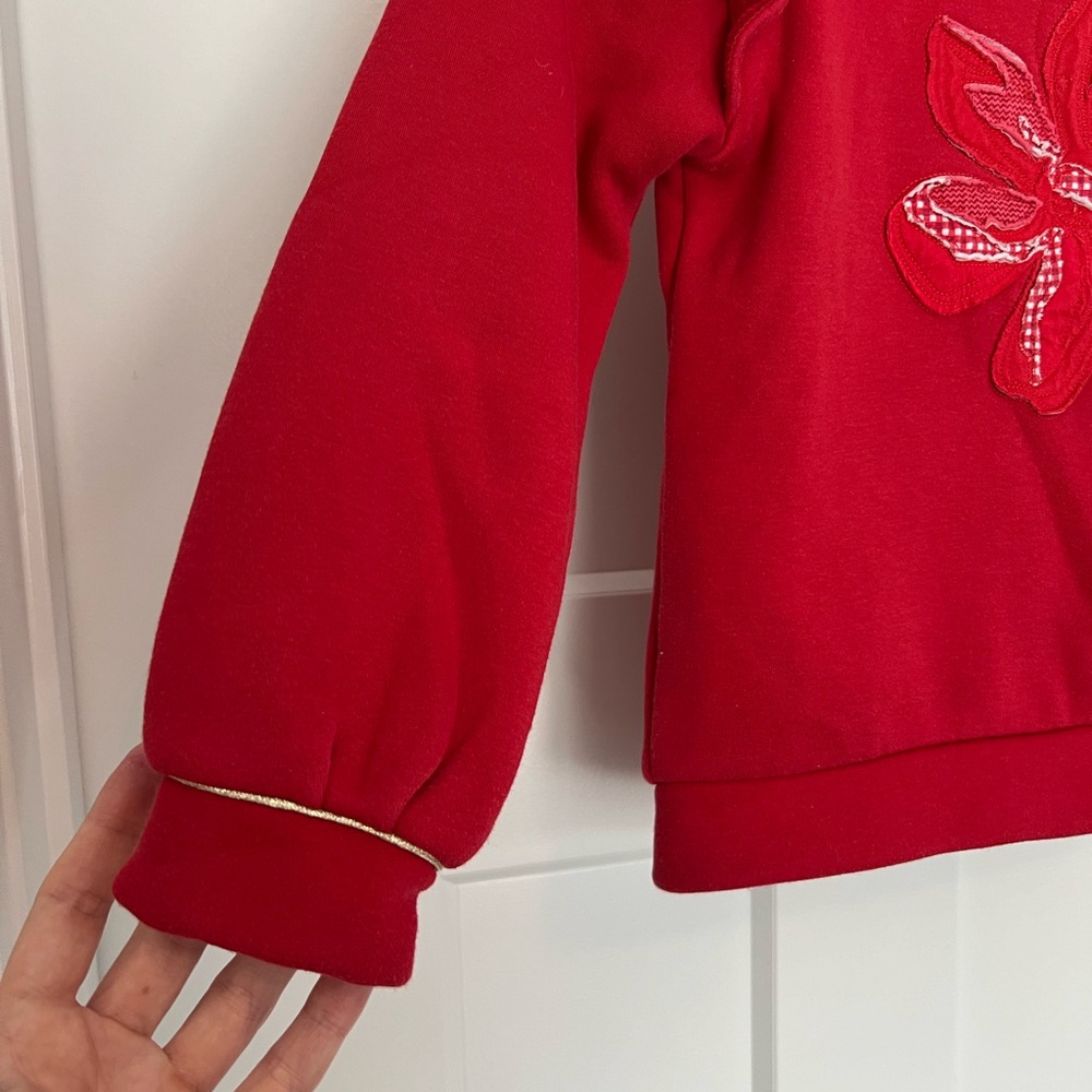 Ted Baker: Girls Red Sweater with Appliqué Flower Detail: Size 4-5 years - Picture 7 of 9
